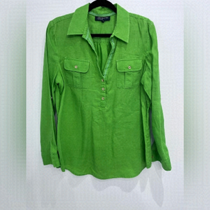 2/40$ JOHN New york signature long sleeve blouse linen green